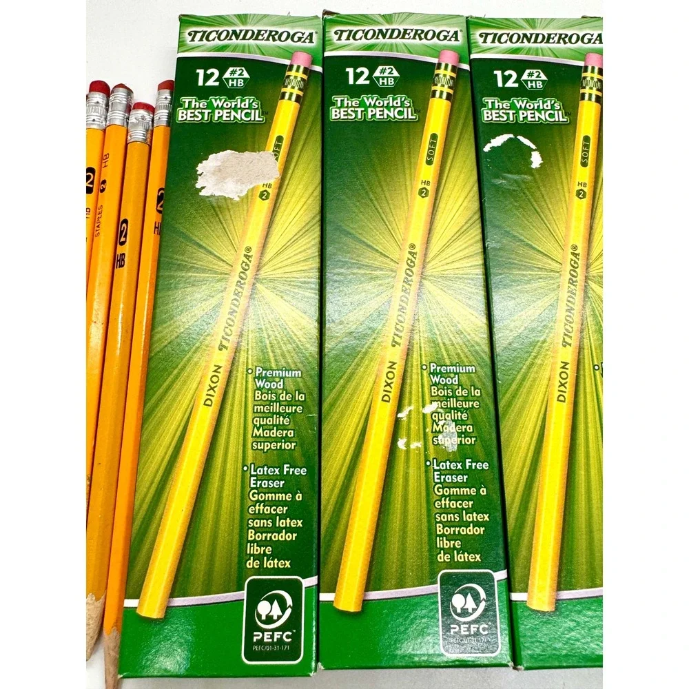 Dixon Ticonderoga No 2 Pencils Bulk Lot 48ct Boxes Plus Mixed Loose Pencils HB